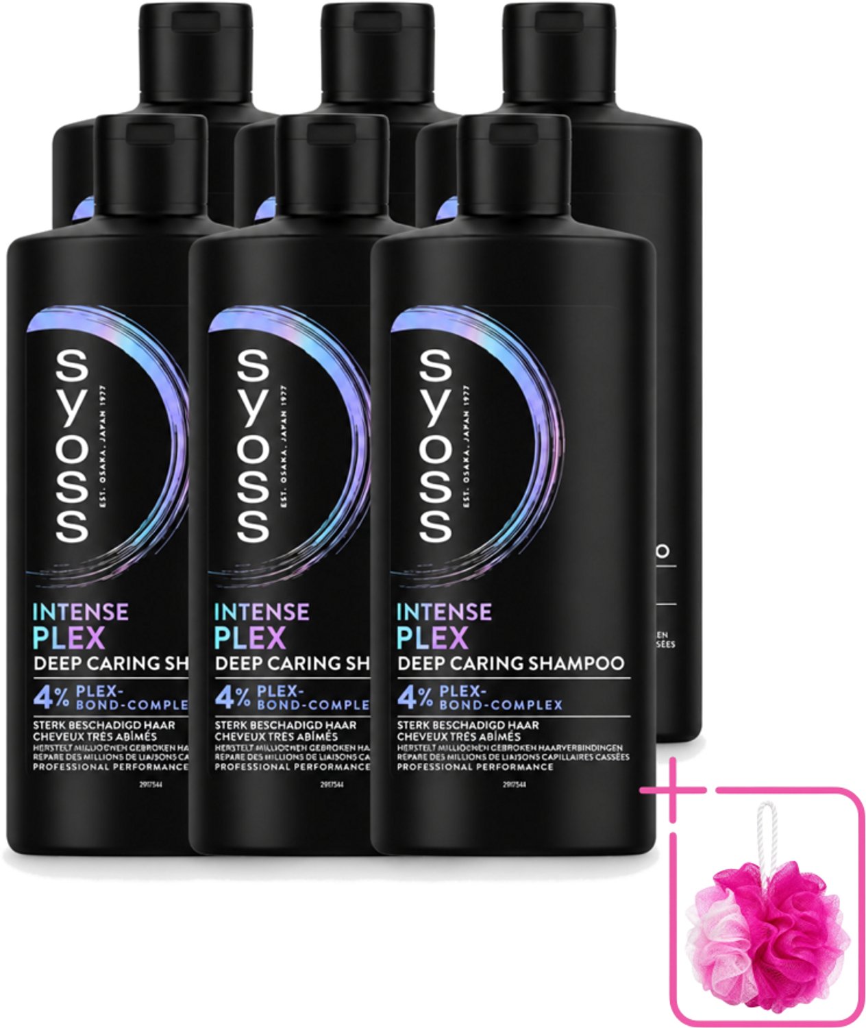 6 x SYOSS - Plex - Shampoo - Langdurige Styling - 440ml - Bulkverpakking - Beschadigd haar herstellen - Douchemop - Haar herstel shampoo