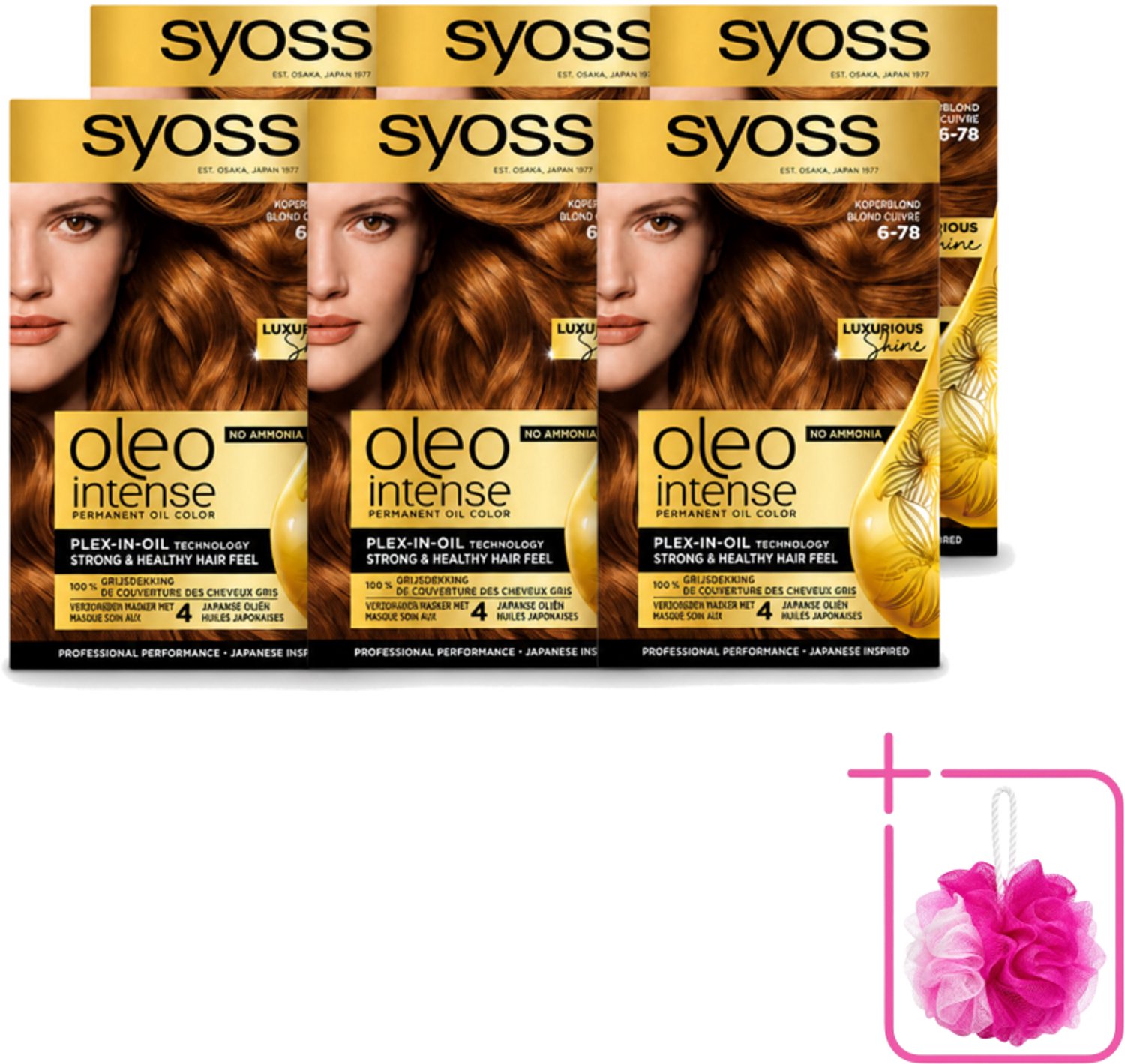 6 x SYOSS - Oleo Intense 6-78 - Haarverf - Permanente Haarkleuring - Koperblond - Langdurige Kleur - Bulkverpakking - Haarkleuring - Douchemop - Koperblond