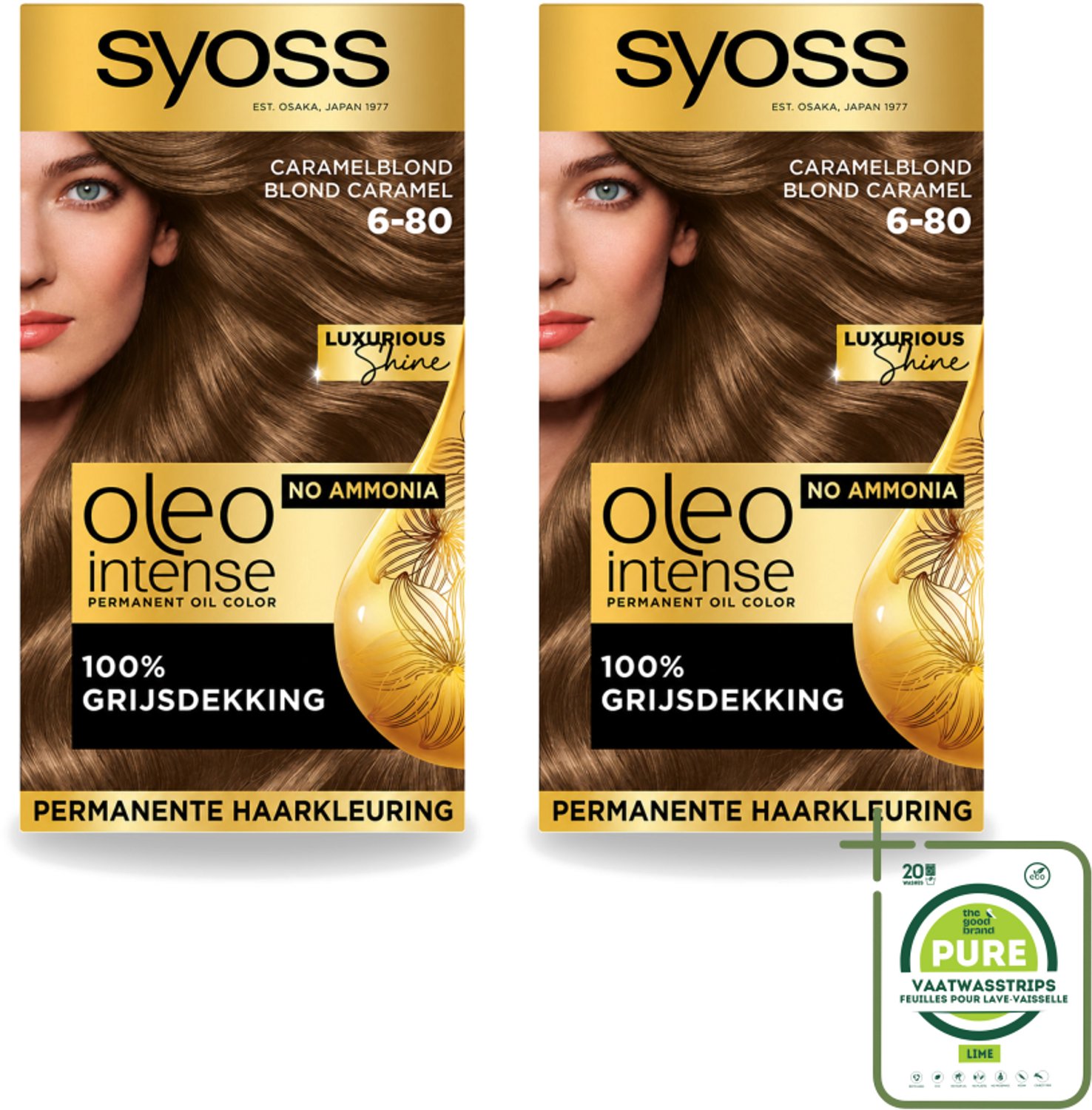 2 x SYOSS - Oleo Intense 6-80 - Haarverf - Permanente Haarkleuring - Caramelblond - Langdurige Kleur - Grootverpakking - Vaatwasstrips - Haarkleur - Caramelblond - Haarkleuring - Haarverzorging - Ammoniakvrij