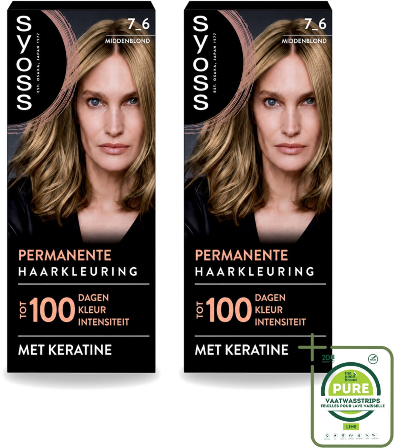 2 x SYOSS - Coloration 7-6 Middenblond - Haarverf - Grijsdekking - Vermindert Haarbreuk - Grootverpakking - Vaatwasstrips - Permanente Haarkleuring - Haarkleur - Grijsdekking - Keratine - Haarkleur Intensiteit