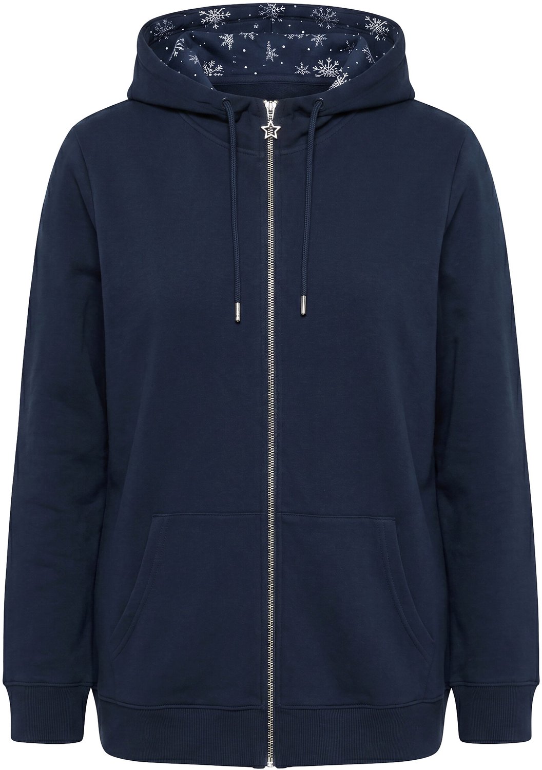 Ulla Popken - Dames - Sweatjasje capuchon lange mouwen - Marine - Maat 46+