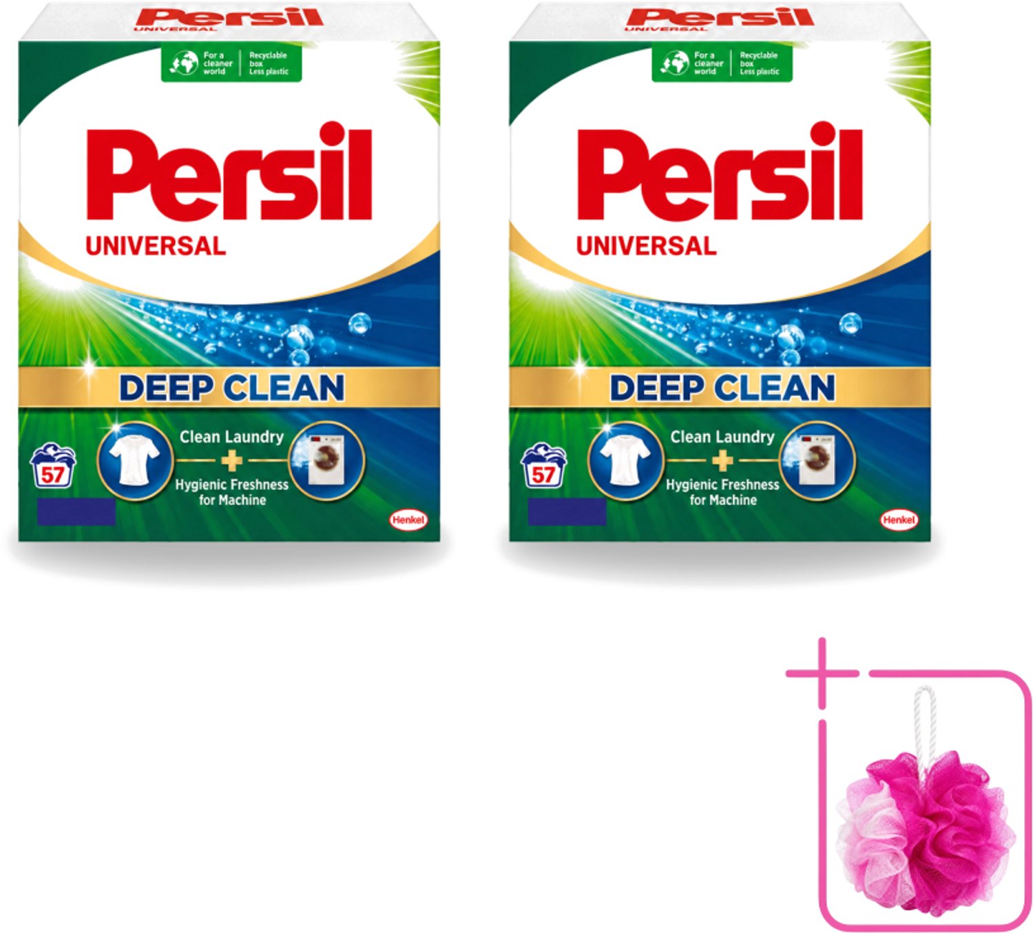 2 x Persil – Waspoeder – Witte Was - 57 Wasbeurten - Bulkverpakking - Wasmiddel - Douchemop - Waspoeder