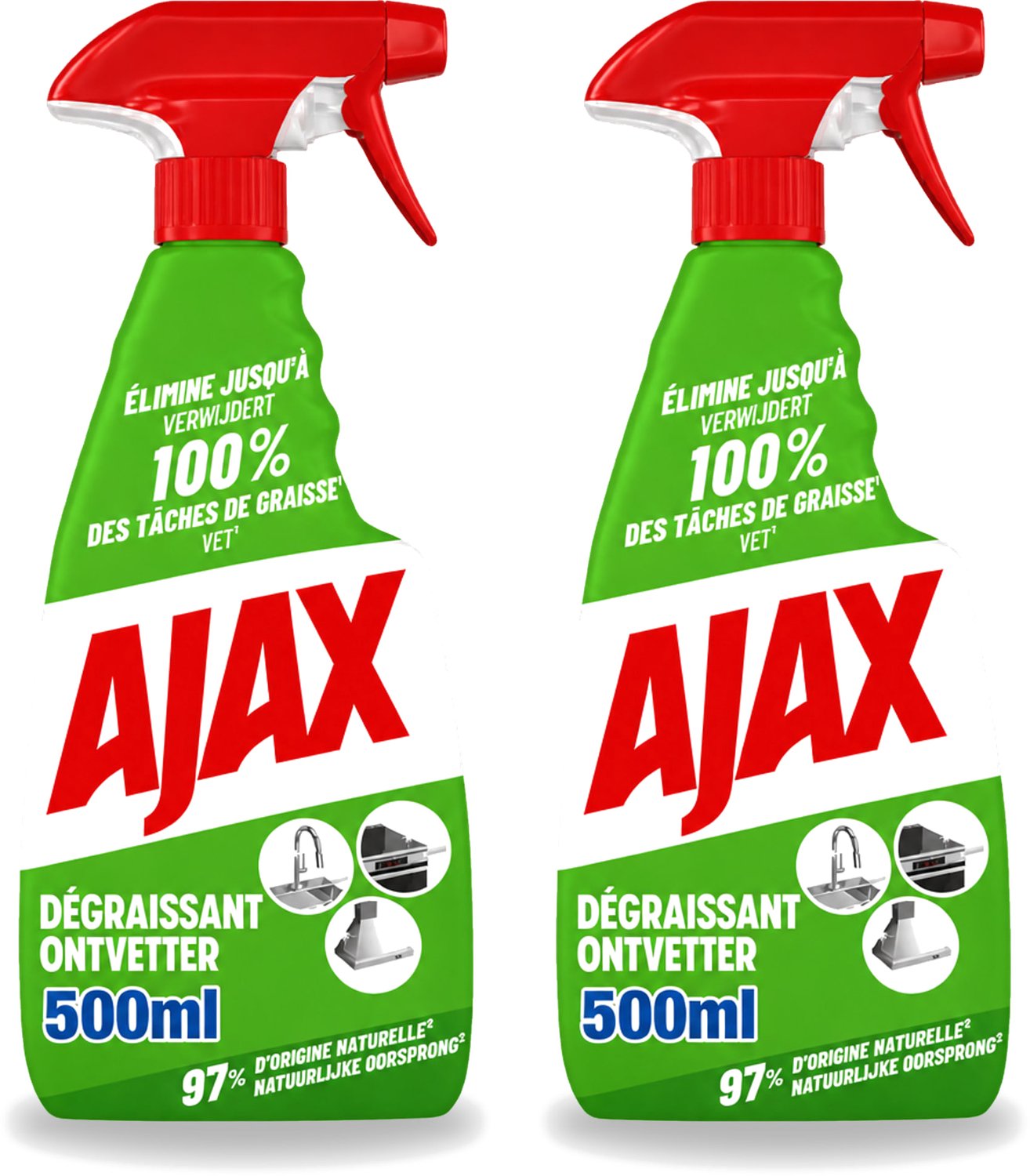 2 x Ajax – Ontvetter Spray – 500 ml - Voordeelverpakking - 2 stuks