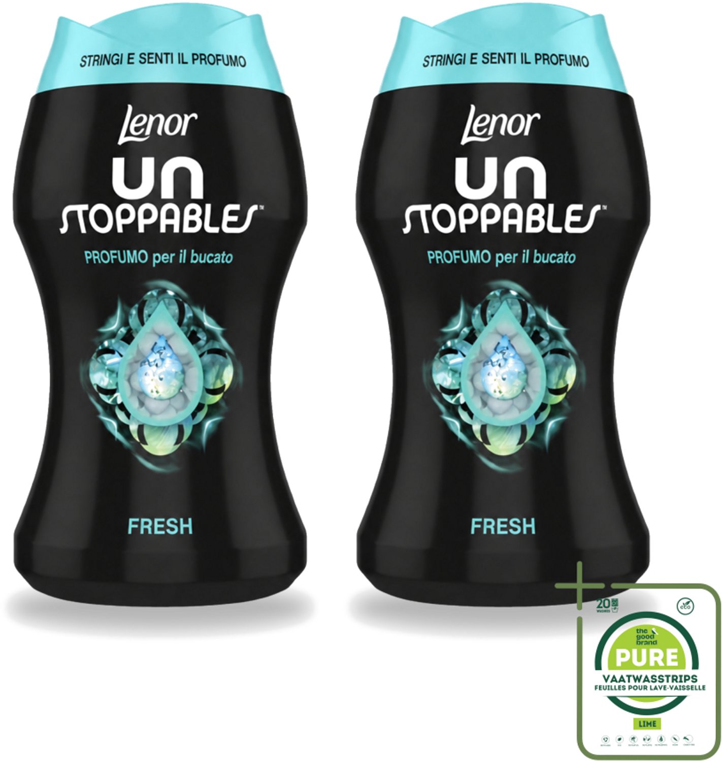 2 x Lenor Unstoppables – Geurbooster – Fresh - 10 Wasbeurten - 140 g - Grootverpakking - Vaatwasstrips - Geurbooster Was - Frisheid Was - Geurparels Was - Wasgeur - Frisheid Kleding