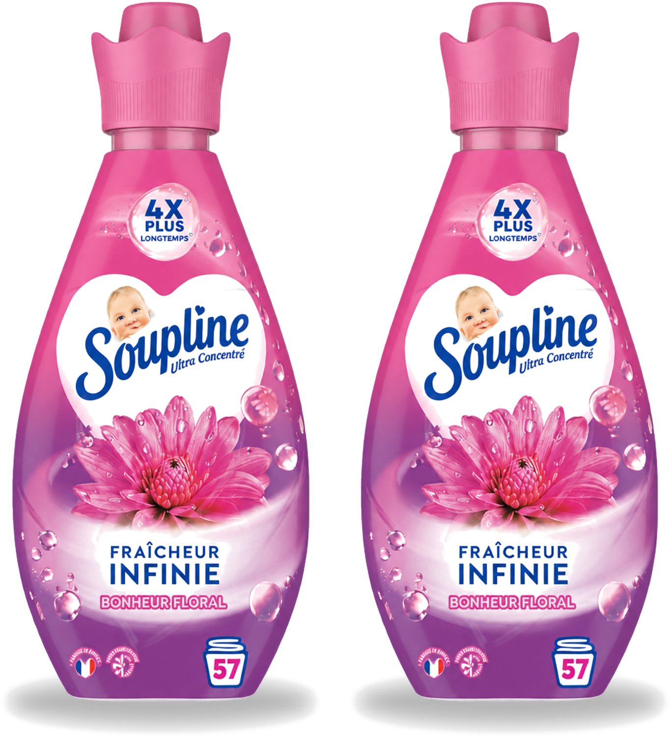 2 x Soupline – Wasverzachter – Infinite Freshness Floral Happiness – 800 ml - Voordeelverpakking - 2 stuks