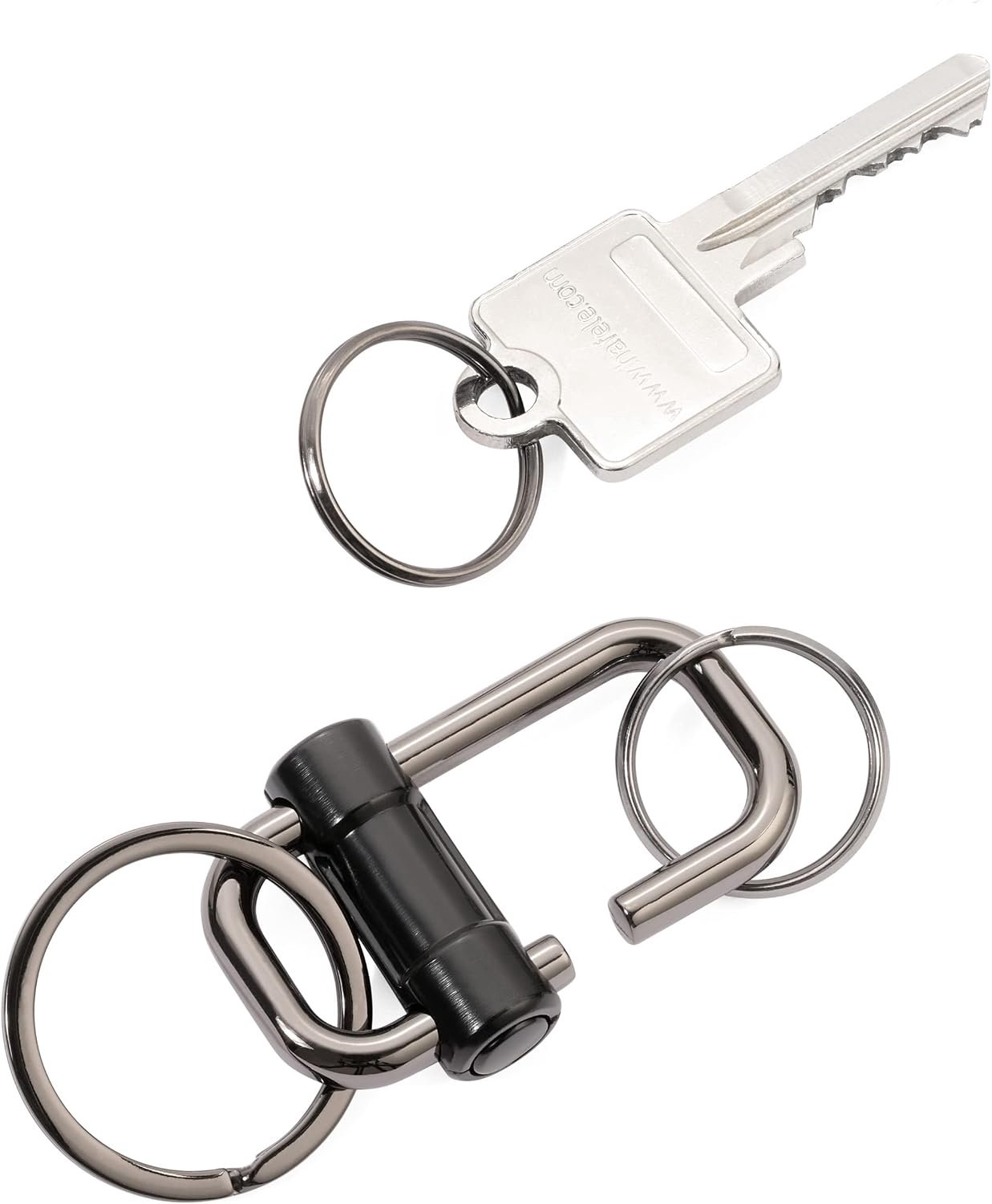 Merkloos Sleutelorganizer met 3 Sleutelringen - Metaal - Gunmetal/Zwart