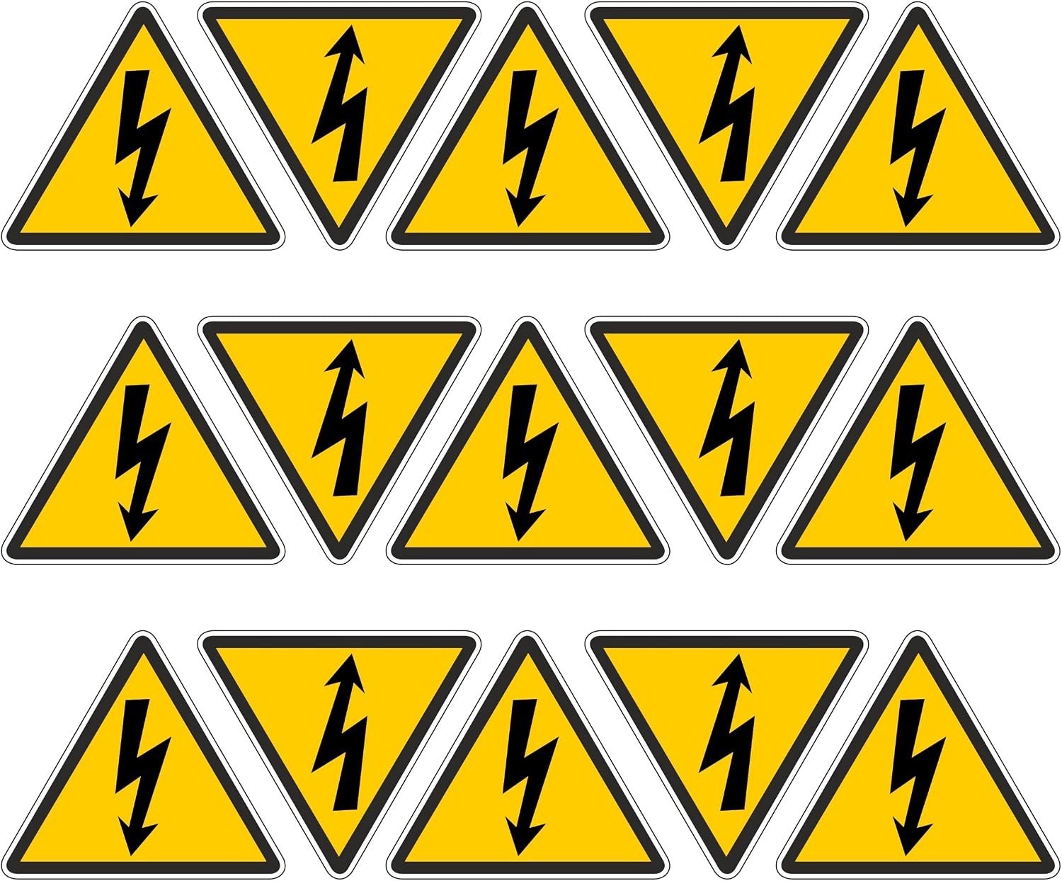 Triangle sticker met elektrische schok waarschuwing voor binnen en buiten gebruik - 15 cm