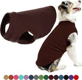 Gooby Stretch Fleece Vest Hondenjas - Warme hondentrui voor kleine honden - Bruin - 3X-Large
