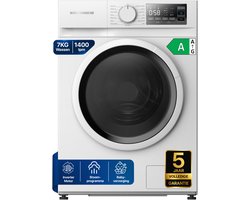 Heinner HWM-M714IVSMNA+++ Smalle Wasmachine 7 kg – 15 Programma’s Met Stoomfunctie – 1400 tpm – Energieklasse A – LED Display – Wit – 5 Jaar Garantie