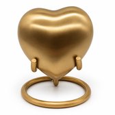 Mini urn - Goudkleurig - Hart - Roestvrijstaal - Inclusief standaard & bewaardoos - Buiten & Binnen gebruik - Graveerbaar