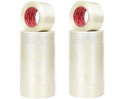 Versterkte verpakkingstape - Glasvezeltape - Dozen sluiten - Hoge treksterkte - 12 rollen - Transparant
