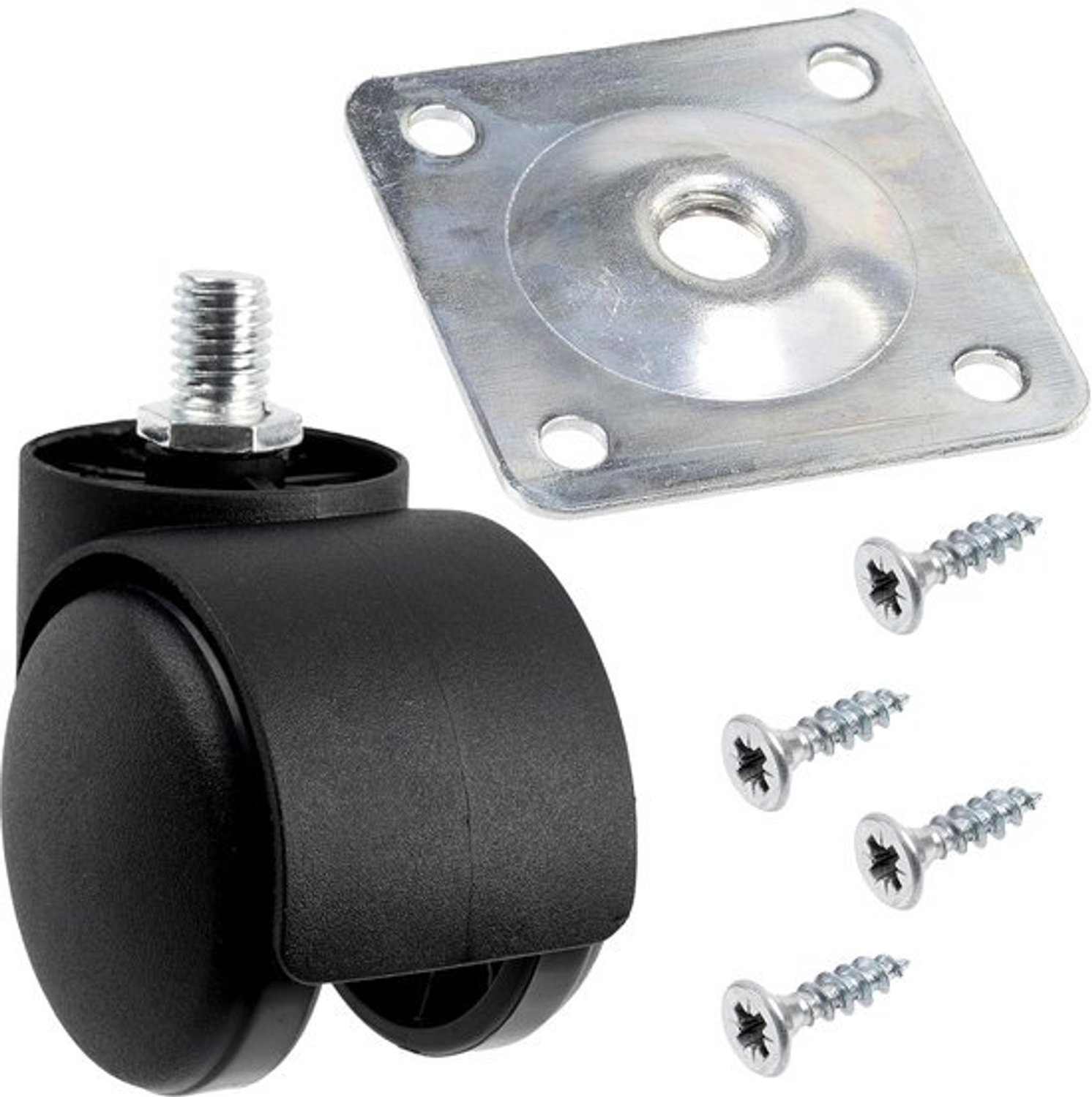 Meubelwielenset - draaibare wielen - meubels verplaatsen - dubbele rolconstructie - M10x13 mm Ø50