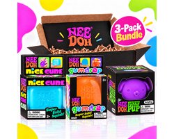 NeeDoh® 3-Pack Bundle – Nice Cube + Gumdrop + Funky Pup – Squishy – Fidget & Anti-Stress Speelgoed