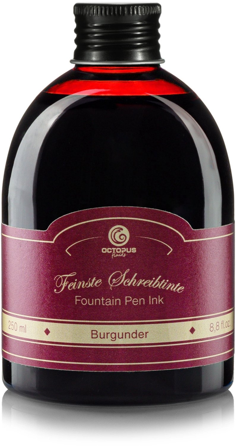 Octopus - Kunstof fles 250 ml - Schrijfinkt - vulinkt - kalligrafie - vulpennen - pennen - Burgundy