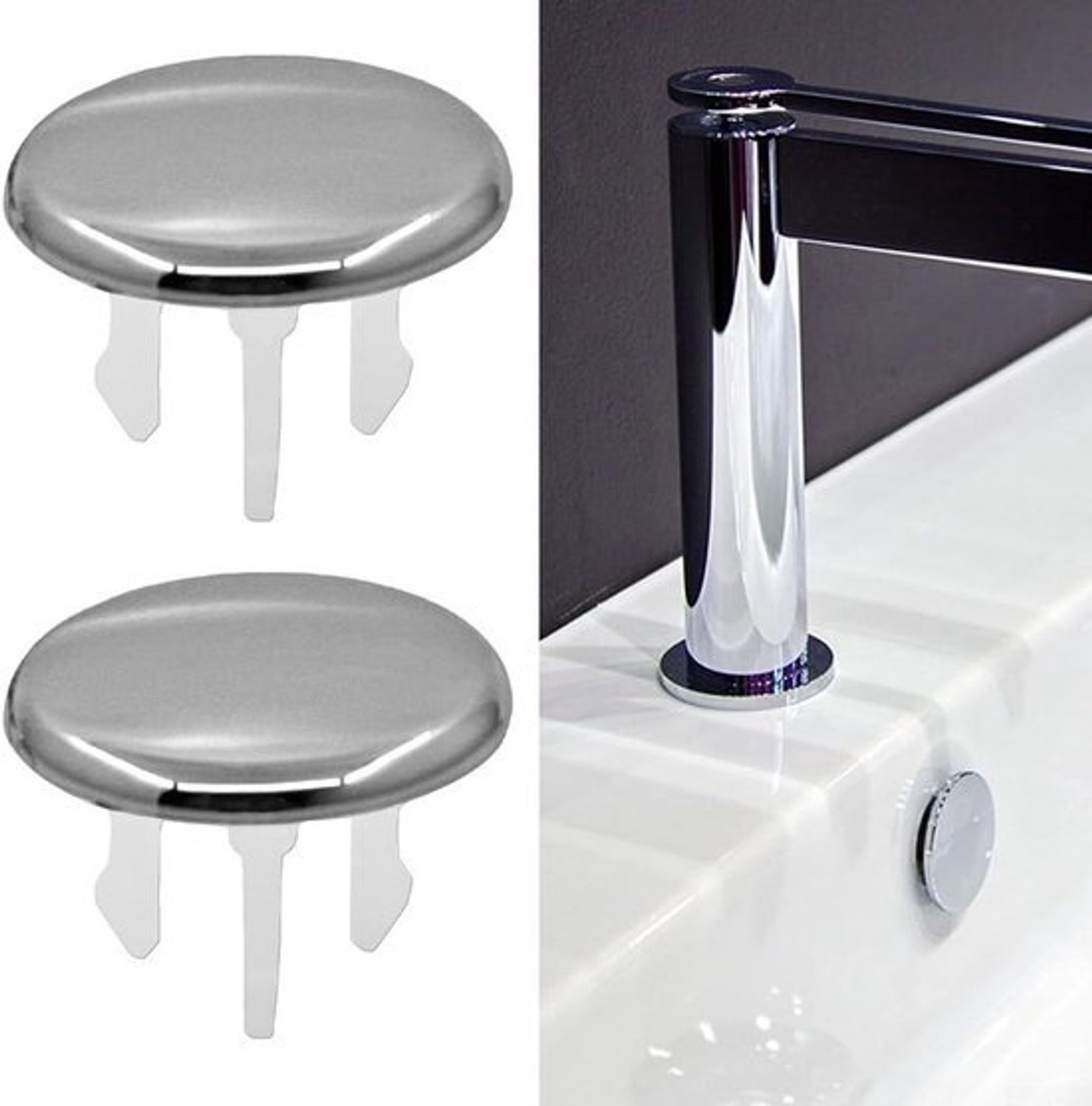 Wastafelgat Cover - Overloopring - Badkamerafwerking - Eenvoudig te Plaatsen - 14mm Diameter - Chroom