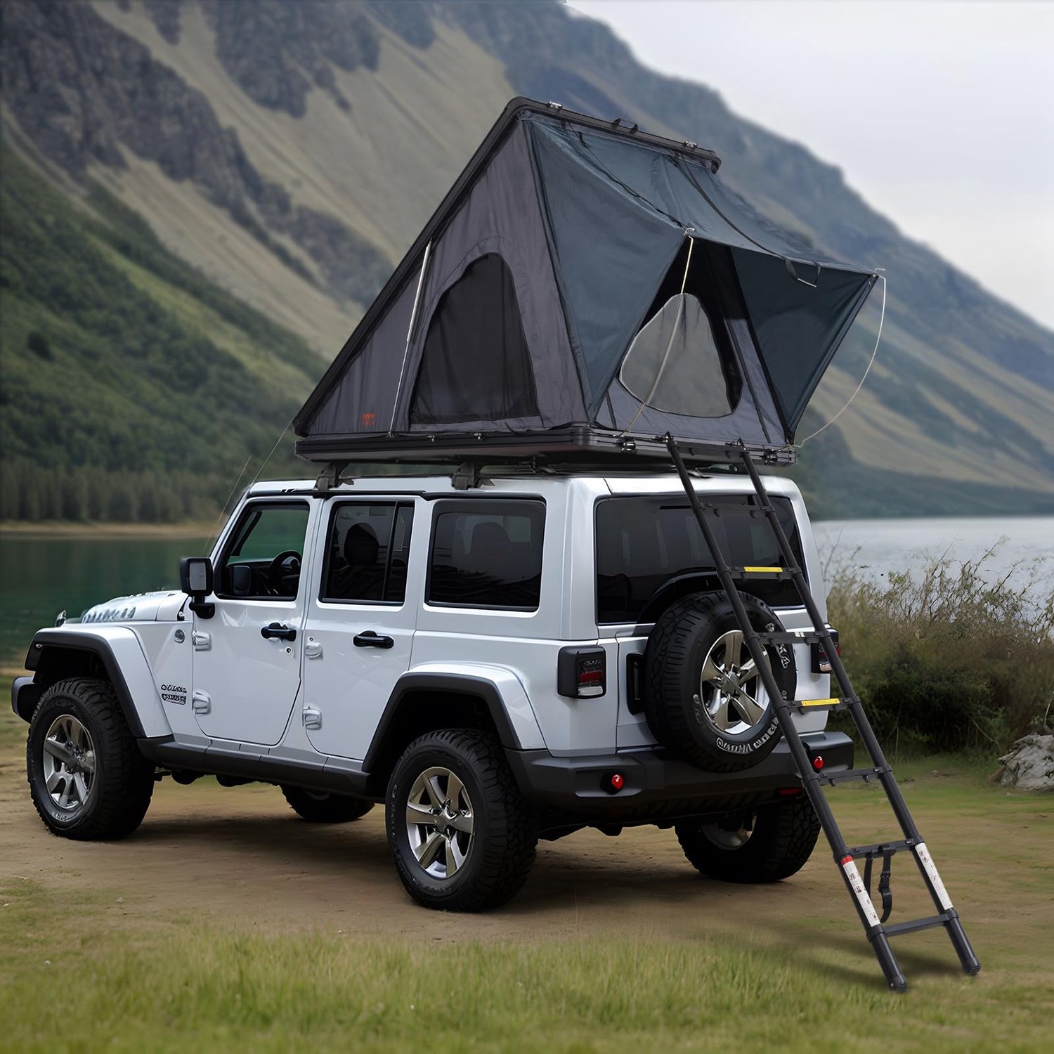 Daktent Hardshell voor 3 Personen, Waterdicht, Windproof, Dikke Matras, Telescopische Ladder, 4-Seizoenen, 2,63 m