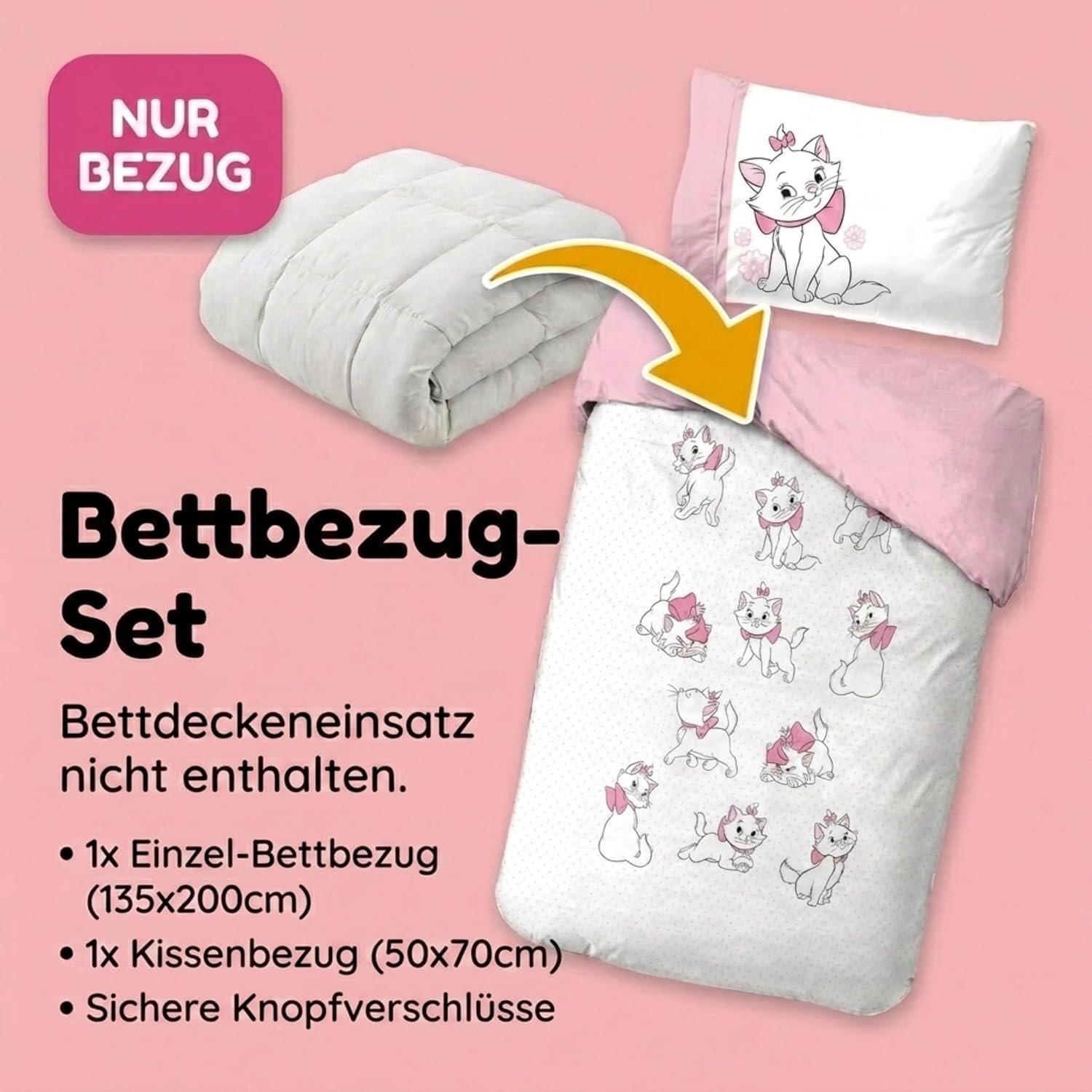 Disney Aristocats Marie Dekbedovertrek Set 100% Katoen Wit