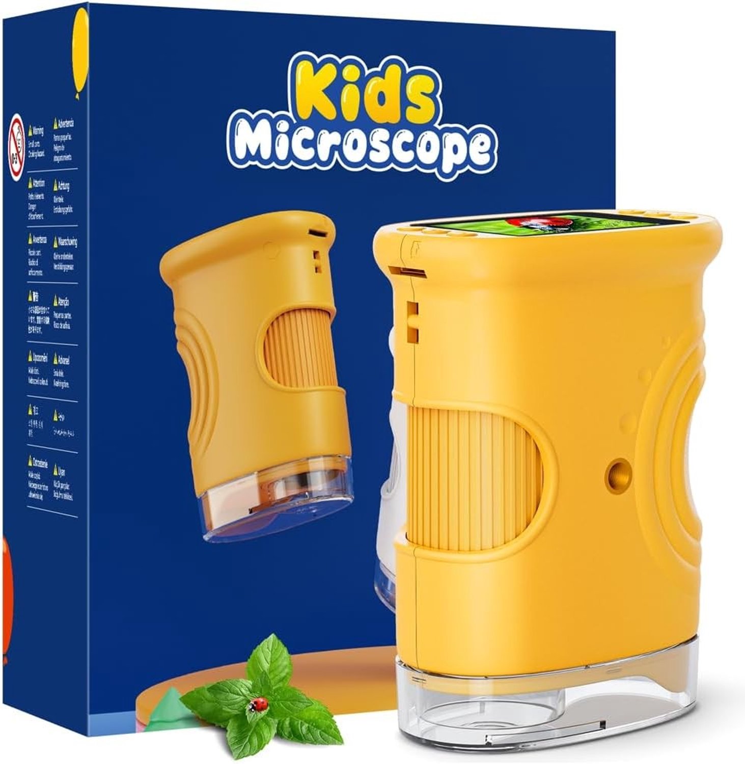 Kindermicroscoop met 2.0 Inch Scherm, 1000x Vergroting, Draagbare Oplaadbare Microscoop voor Wetenschappelijk Onderzoek en Buitenactiviteiten vanaf 3 Jaar