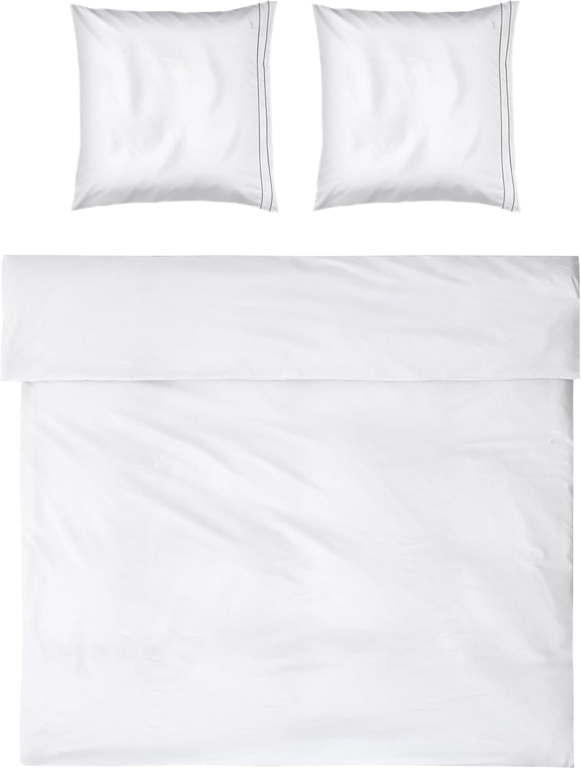 Möve Noblesse Beddengoed Set 200x200cm Katoen Wit/Grijs