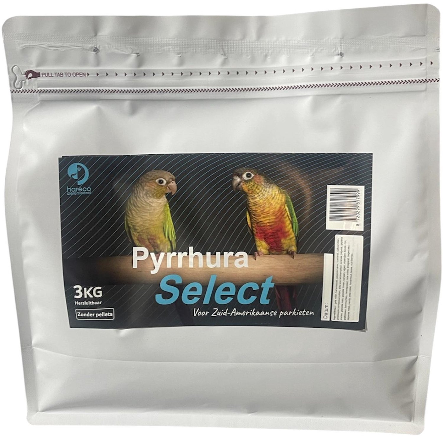 pyrrhura select 3 kg met pellets navulverpakking hareco