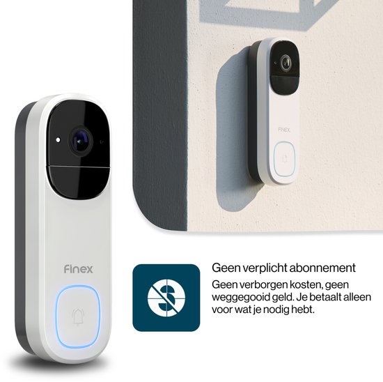 Finex Video Deurbel V3 - Wit - 4K Ultra HD - Inclusief Binnenbel - AI Bewegingsdetectie - Geen abonnement - Vast stroom of Batterijen - WiFi - T-ring geluid - Slimme Draadloze Video Deurbel Met Camera — afbeelding 4