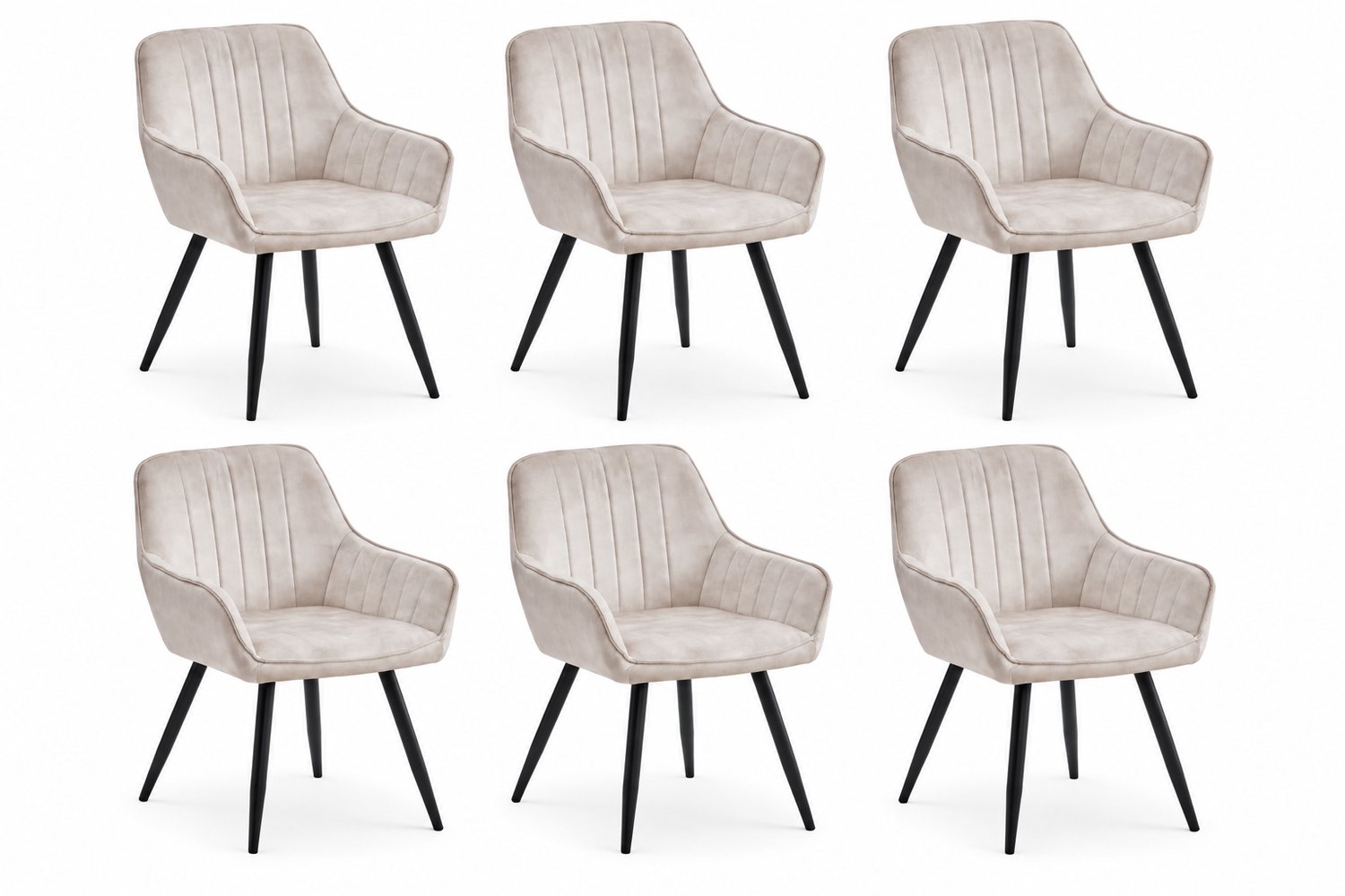 Colenis Ozzy Eetkamerstoel - Set van 6 - Beige - Adore Velvet