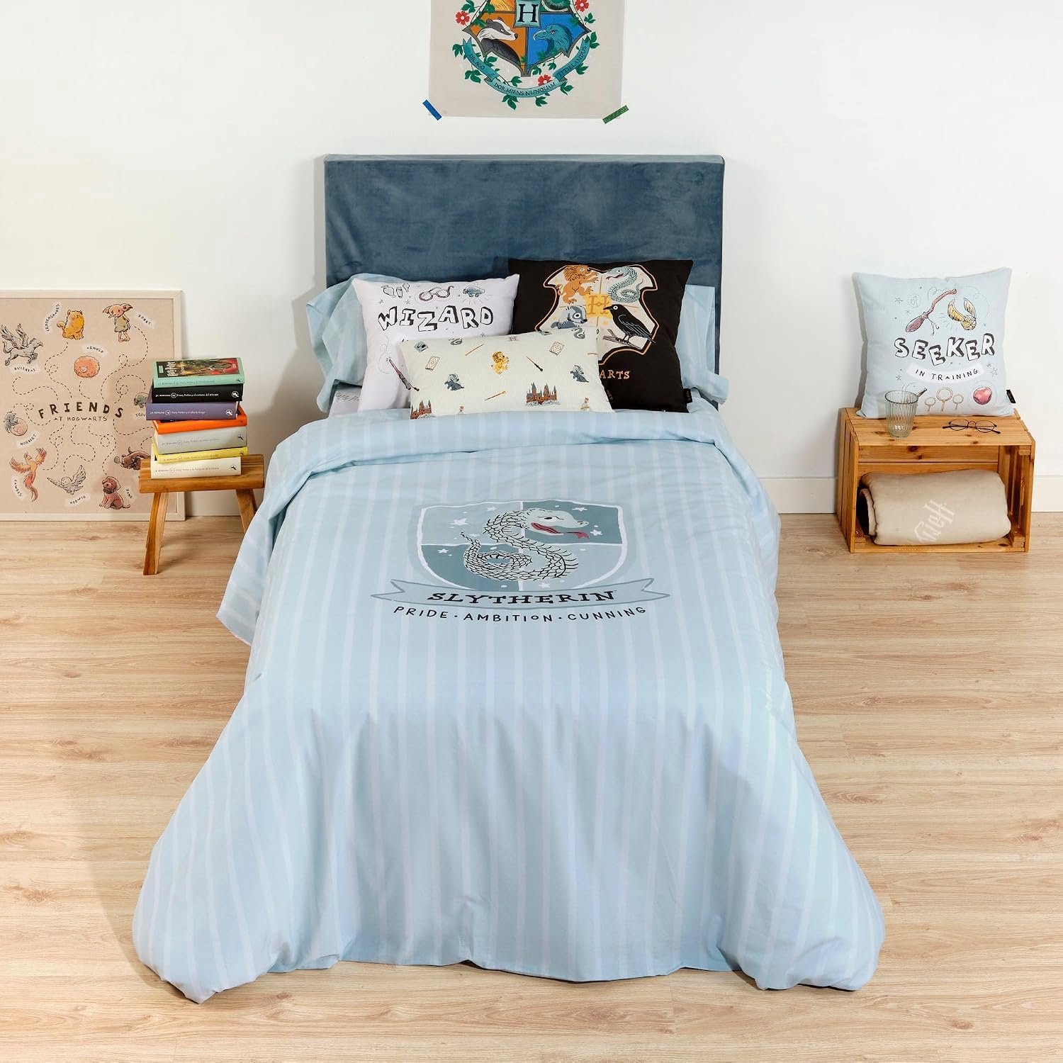 Harry Potter Dekbedovertrek Slytherin 100% Katoen 140x200 cm met Knopen Multicolor
