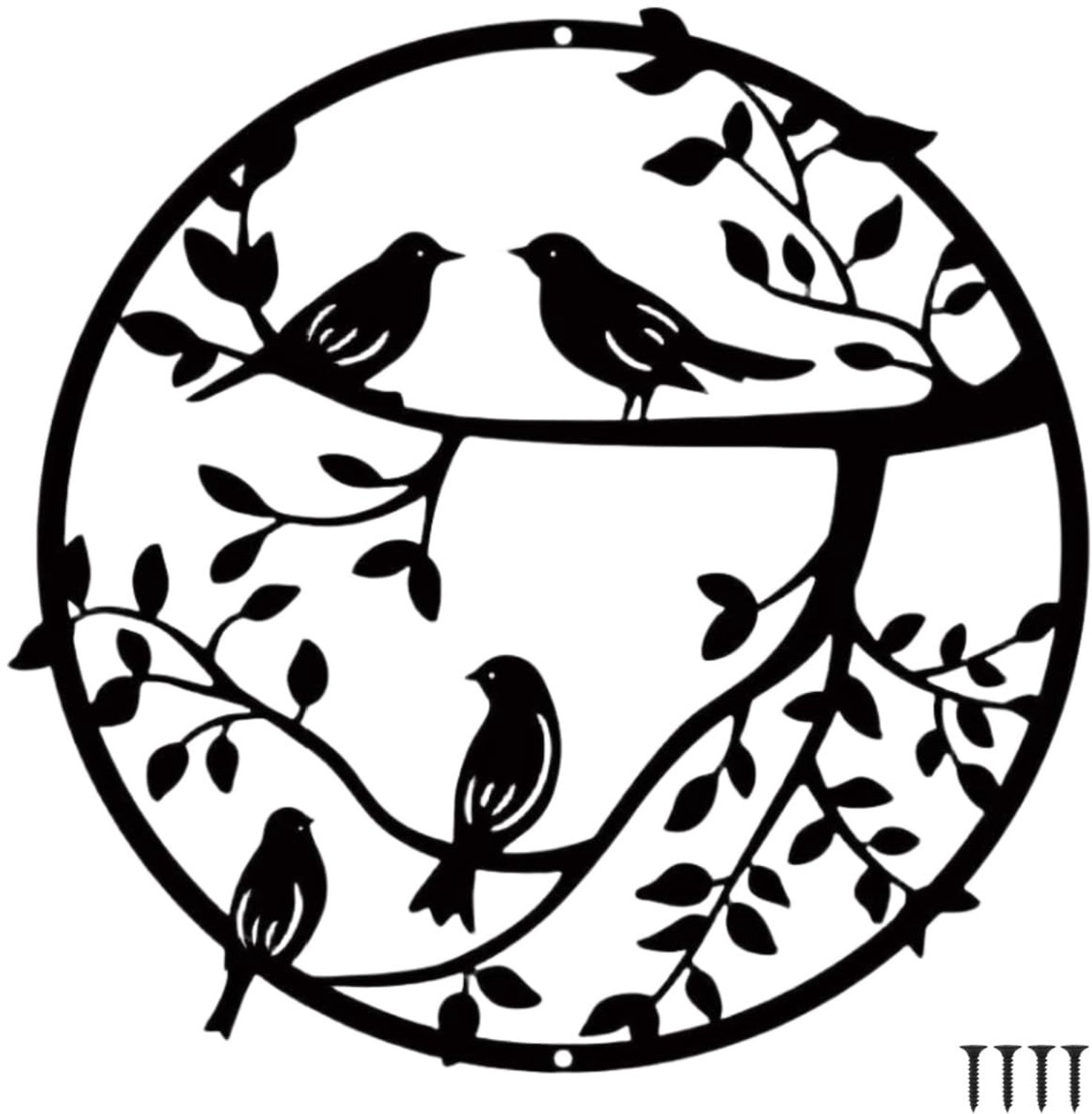 Zwart IJzeren Muurdecoratie Met Vogel Op Tak 29cm