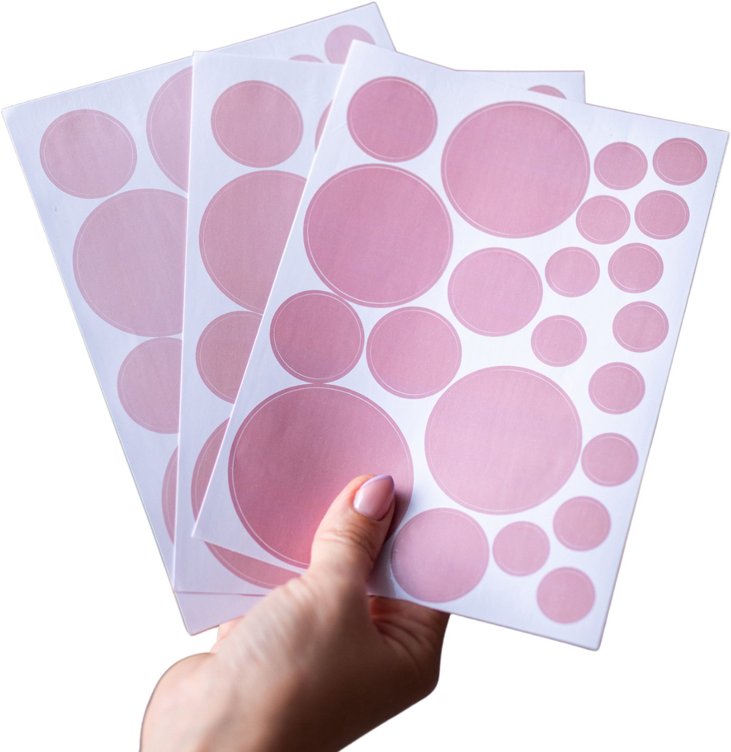 LILIMAUS Muurstickers kinderkamer - 132 stippen - zelfklevend - oudroze