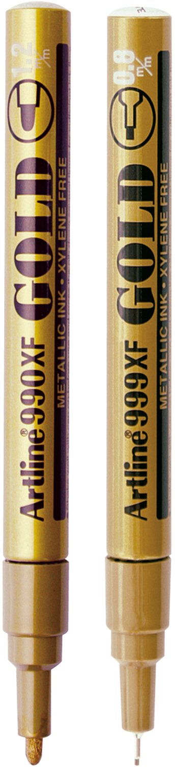Artline 990XF & 999XF Metallic Markers - Set van 2 goudkleurige markers - 0,8 - 1,2 mm - Goud