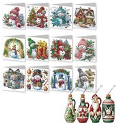 Diamond Painting Kerstkaarten Set - 16 Stuks Luxe Wenskaarten met Enveloppen - Complete Diamond Painting Set voor Volwassenen en Beginners - Creatieve Kerstkaarten Maken als Hobby, Cadeau en Feestdecoratie