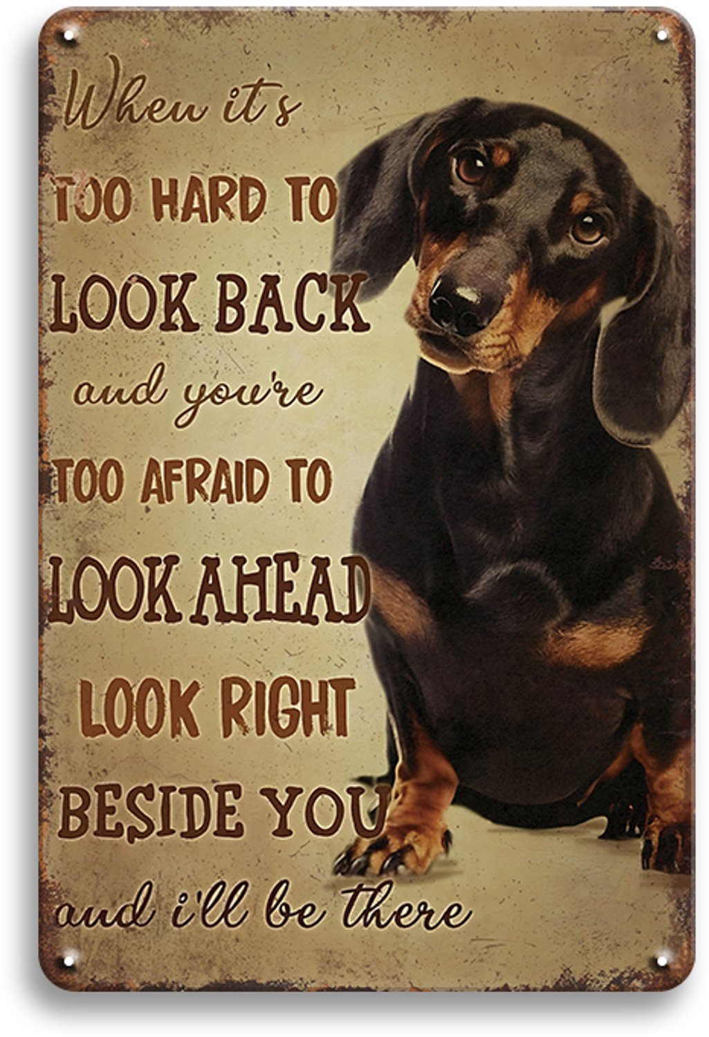 Metalen Wandbord When It's Hard To Look Back – Dieren Tekstbord – Vintage Retro Wanddecoratie – Huisdieren Decoratie Dierenliefhebber Cadeau