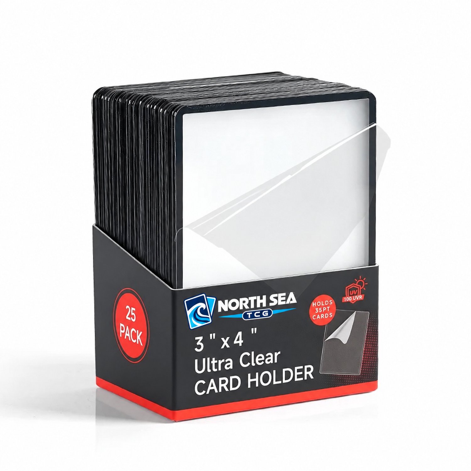 NorthSeaTCG CardGuard Black 35PT – 25x 3x4 Inch TCG Toploaders – Zwarte Kaartbeschermers voor Pokémon & Trading Cards
