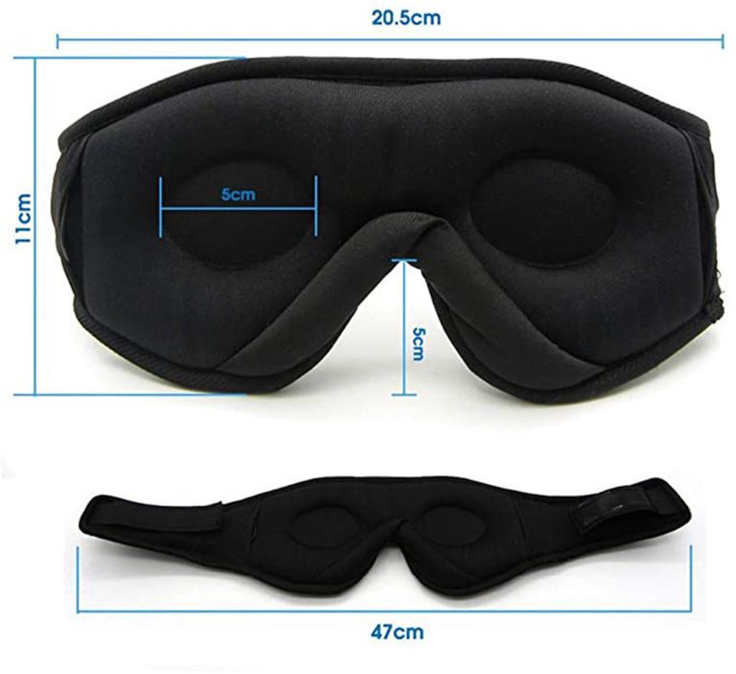 Slaapmasker Met Bluetooth, 3d-Oogmasker Met Voorgevormd Ontwerp, 10 Uur Speeltijd, Voor Slapeloosheid en Dutjes Tijdens Het Reizen.