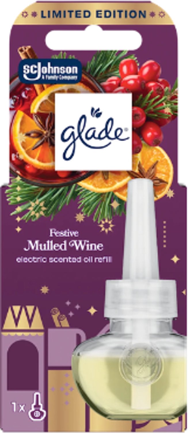 Kerst Geurverstuiver Navulling - Glade Mulled Wine | 1x 20ml - Glühwein - Winterse Geur | Tot 100 dagen geur - Navul verpakking