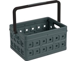 Sunware Square vouwkrat met handgreep 24L - 43.5x31x21.3 cm - Antraciet boodschappenkrat