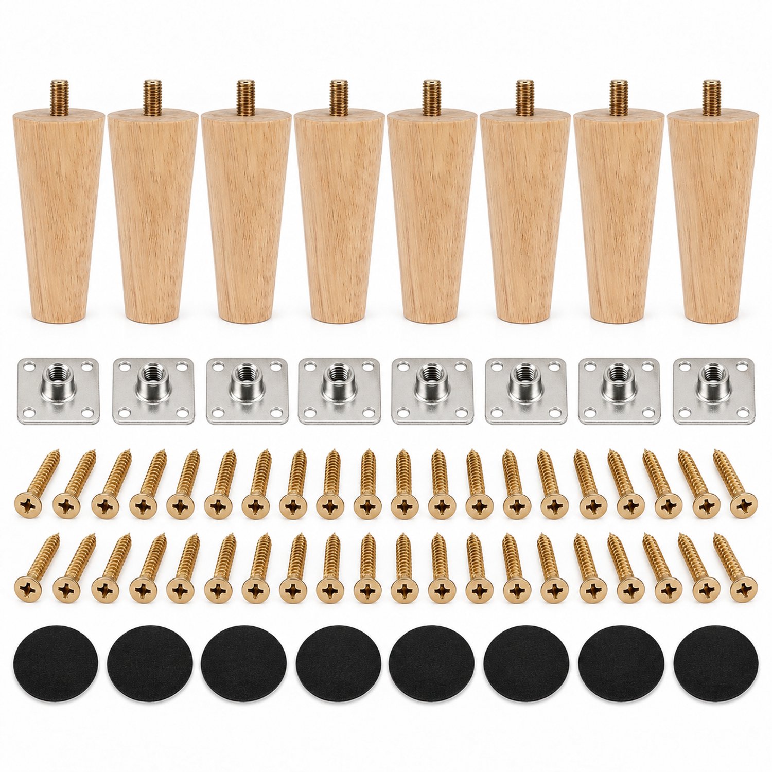 Consumerce® Houten Meubelpoten - M8 8cm - 2 Sets van 4 - Hout - Tafelpoten Kastpoten Bankpoten - Meubelverhoger - Tafelverhogers - Bedpoten Bedklossen - Boxspring Salontafel Poten - Stelpoot - Kast Pootjes - Bank Verhogers - Meubel - Meubelpoot