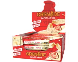 Grenade High Protein, Low sugar - Protein bar - White Choc Salted Peanut - 20g eiwit - 12 x 60g - Eiwitreep - Diverse smaken