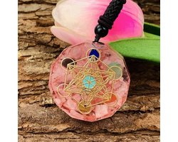 Orgone Metatron Cube Hanger met Rozenkwarts voor Yoga en EMF Bescherming