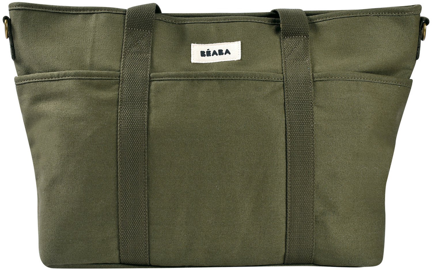 Béaba Madrid Luiertas 22 L - Verzorgingstas in Tote Bag-Model met 11 Vakken - Inclusief Gewatteerd Verschoningsmatje en Isothermisch Vak - PFAS-vrije en Waterafstotende Stof - Kinderwagenbevestiging - Lichen/Seagrass Kaki