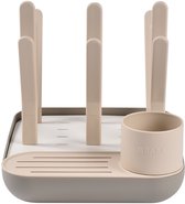 Béaba Forêt Flessenrek Baby - Compact Flessen Droogrek voor 6 Grote Zuigflessen en Accessoires - Modulaire Takken voor Bekers en Borstkolfonderdelen - Afneembare Lekbak - Alles Opbergbaar in de Basis - Eco-Design - Clay