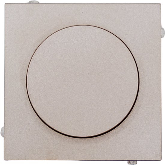 Vierkante LURANOVA led-dimmer 150W in champagnekleur met ronde draaiknop en afdekraam.