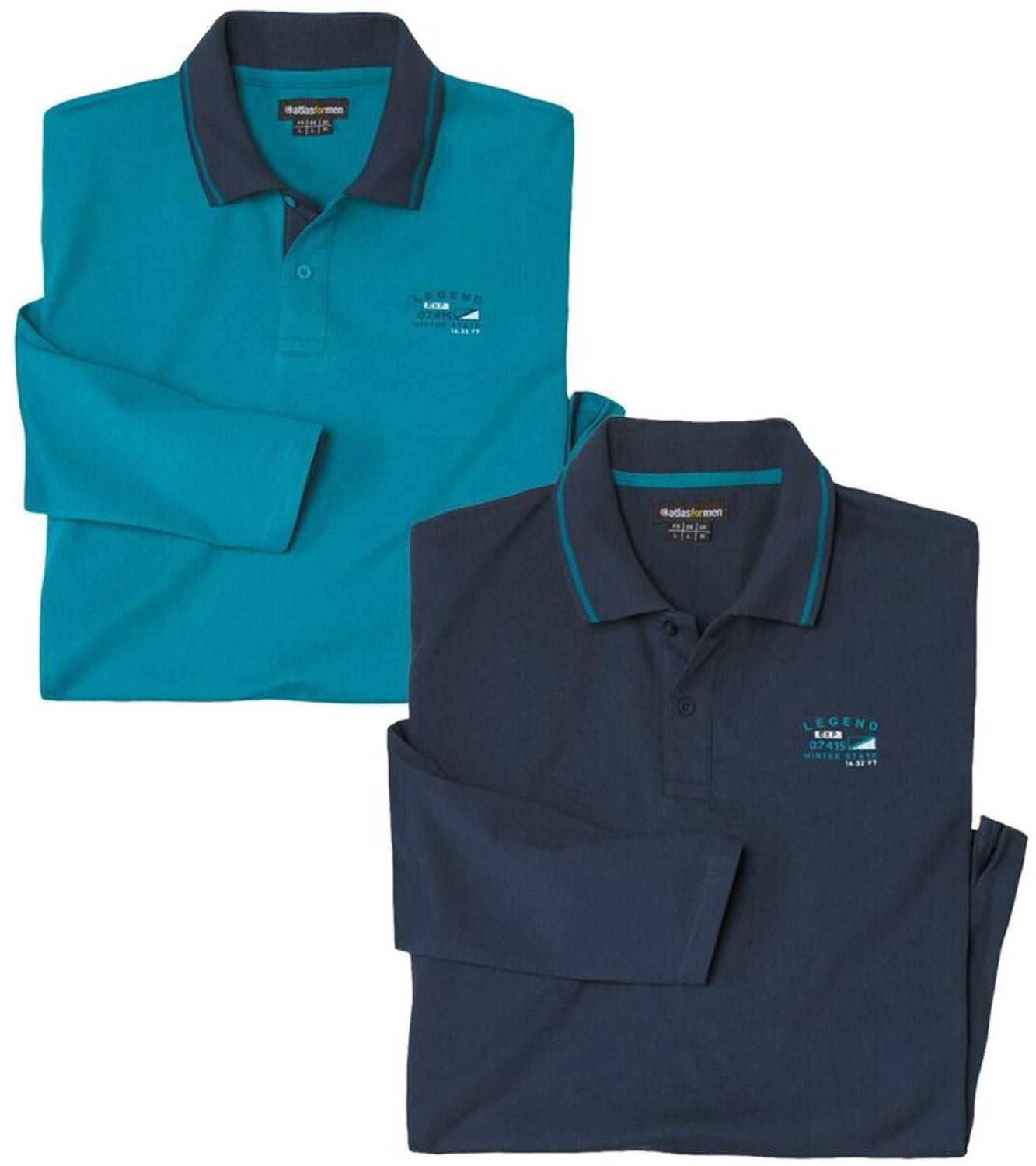ATLAS FOR MEN - Set van 2 polo's van jersey Winter Valley - Heren - Verkrijgbaar in grote maten - M