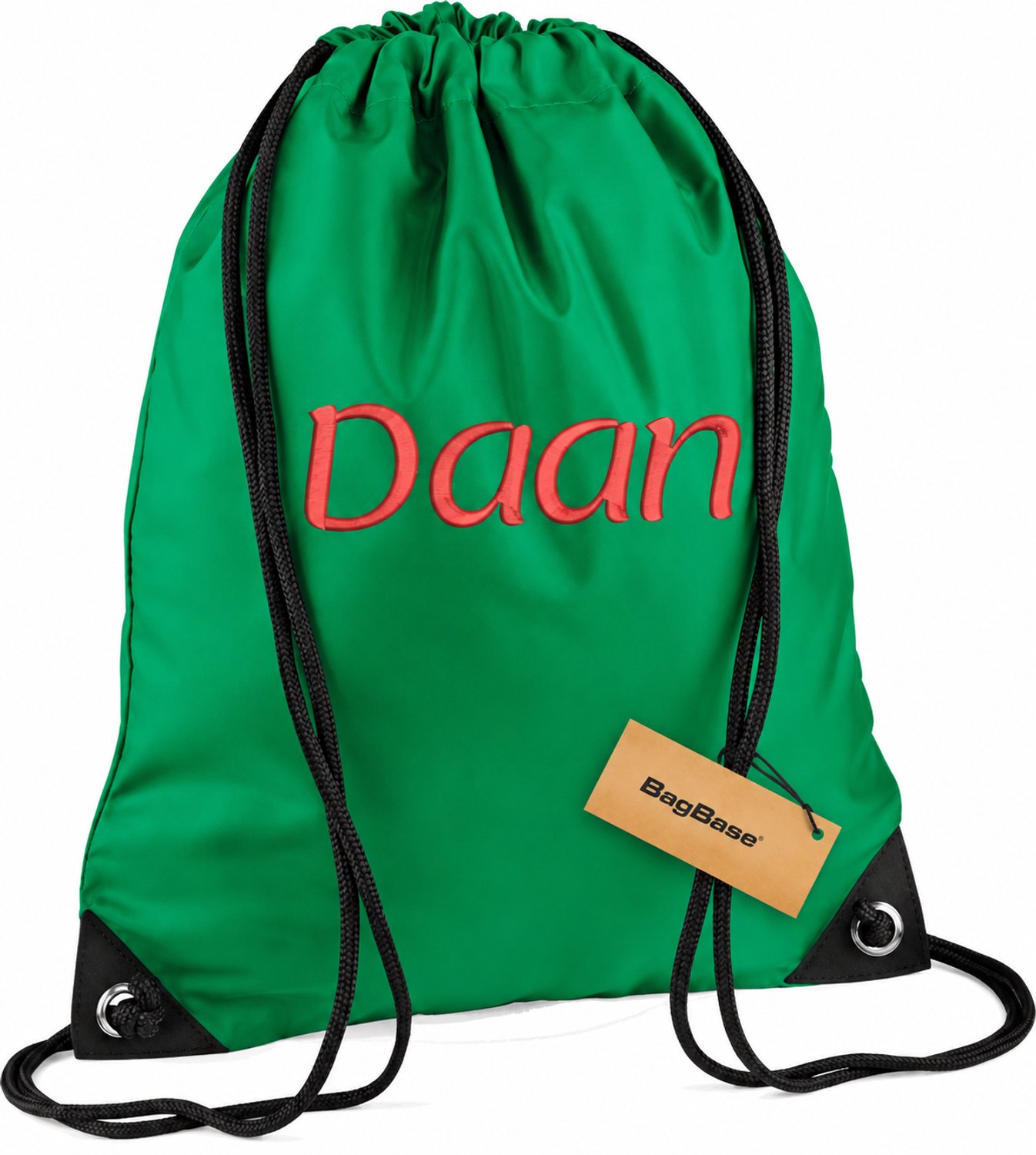 Premium zwemzak kleur Kelly Green met naam geborduurd | 27 verschillende kleuren | gepersonaliseerd | Bagbase