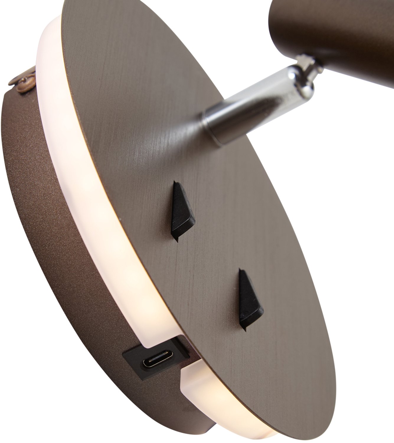 Qazqa led moderne wandlamp - Croft - donkerbrons, rond, incl. 3W geintegreerde led, 2-lichts, 15cm, ideaal als hal, slaapkamer en woonkamer lamp