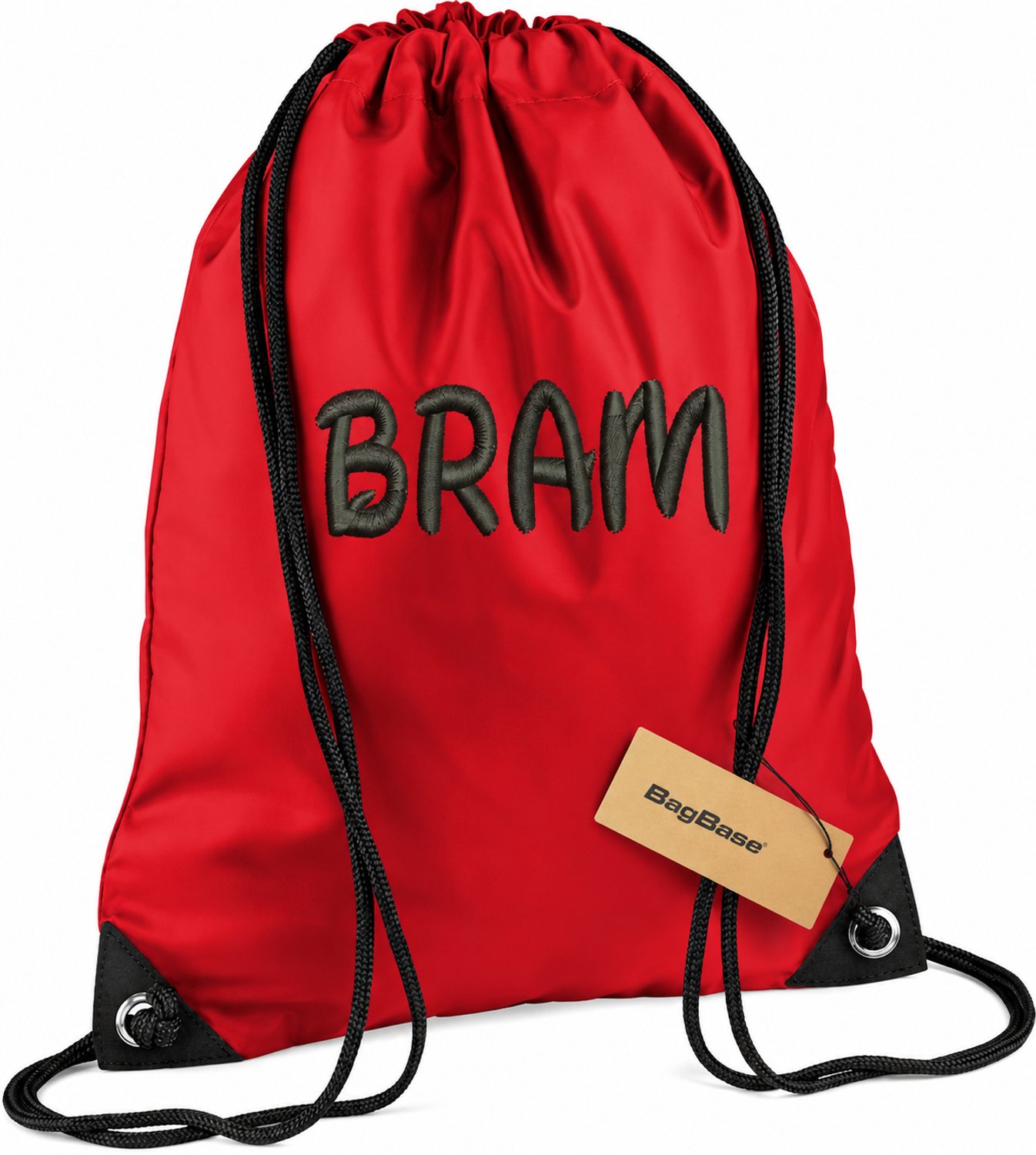 Premium zwemzak kleur CLASSIC RED met naam geborduurd | 27 verschillende kleuren | gepersonaliseerd | Bagbase