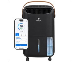 Vibrix DryFlow12 Pro Luchtontvochtiger & Luchtreiniger – 12L per dag – Bediening via App – Ionisator & UV-licht – Wasdroogfunctie – Stil & Energiezuinig – Voor Badkamer, Kelder, Zolder & Slaapkamer – Dehumidifier