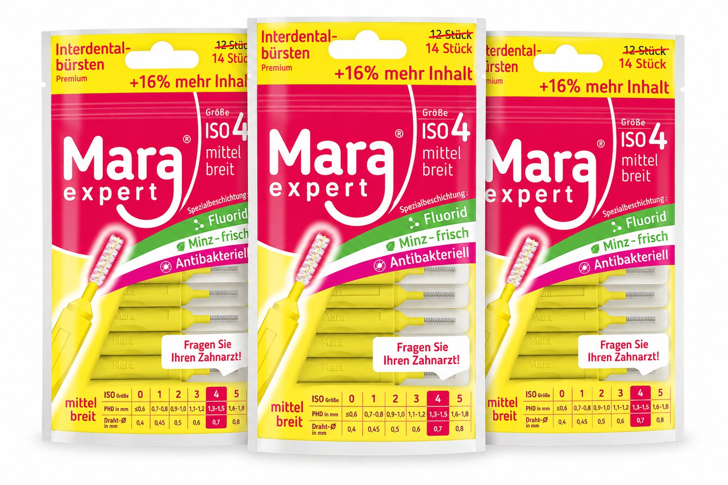 Mara Expert ID Brush Ragers - ISO 4 - Geel - 3 x 14 stuks - Voordeelverpakking