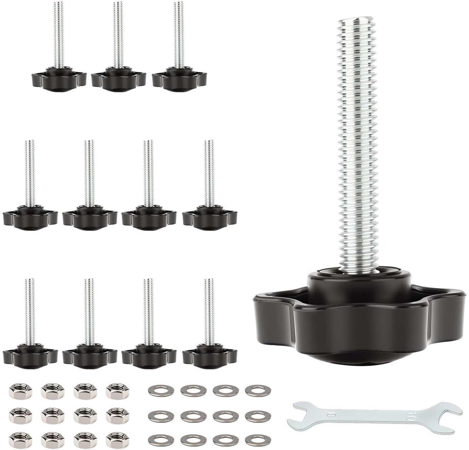 Greepknoppen M6 x 30mm - RVS kunststof - 12 stuks compleet met moeren en sleutel - Ideaal voor meubels - Homevero