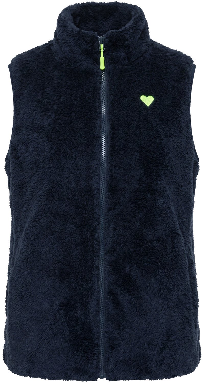 Ulla Popken - Dames - Fleece bodywarmer zacht fleece opstaande kraag mouwloos - Marine - Maat 46+